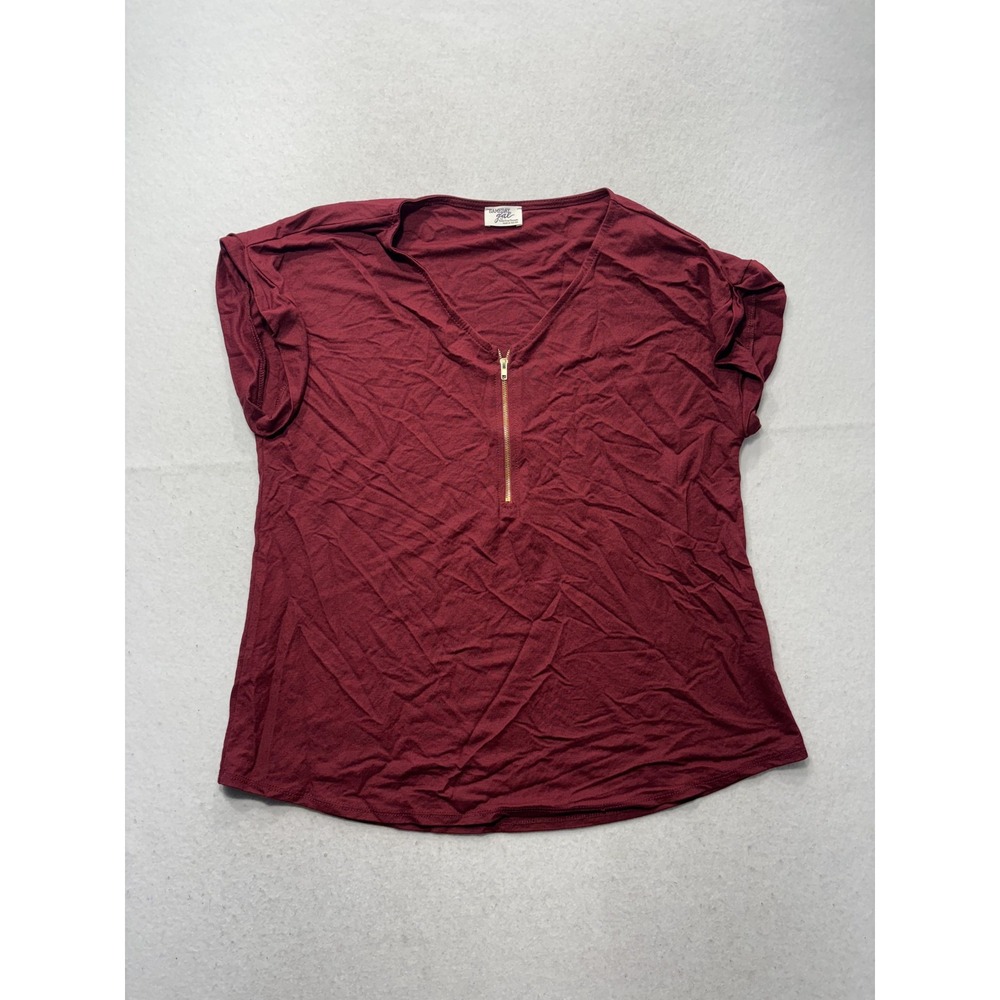 Gameday Gal Shirt Womens Large Red V Neck Zip Front Tee T35506 USA Made